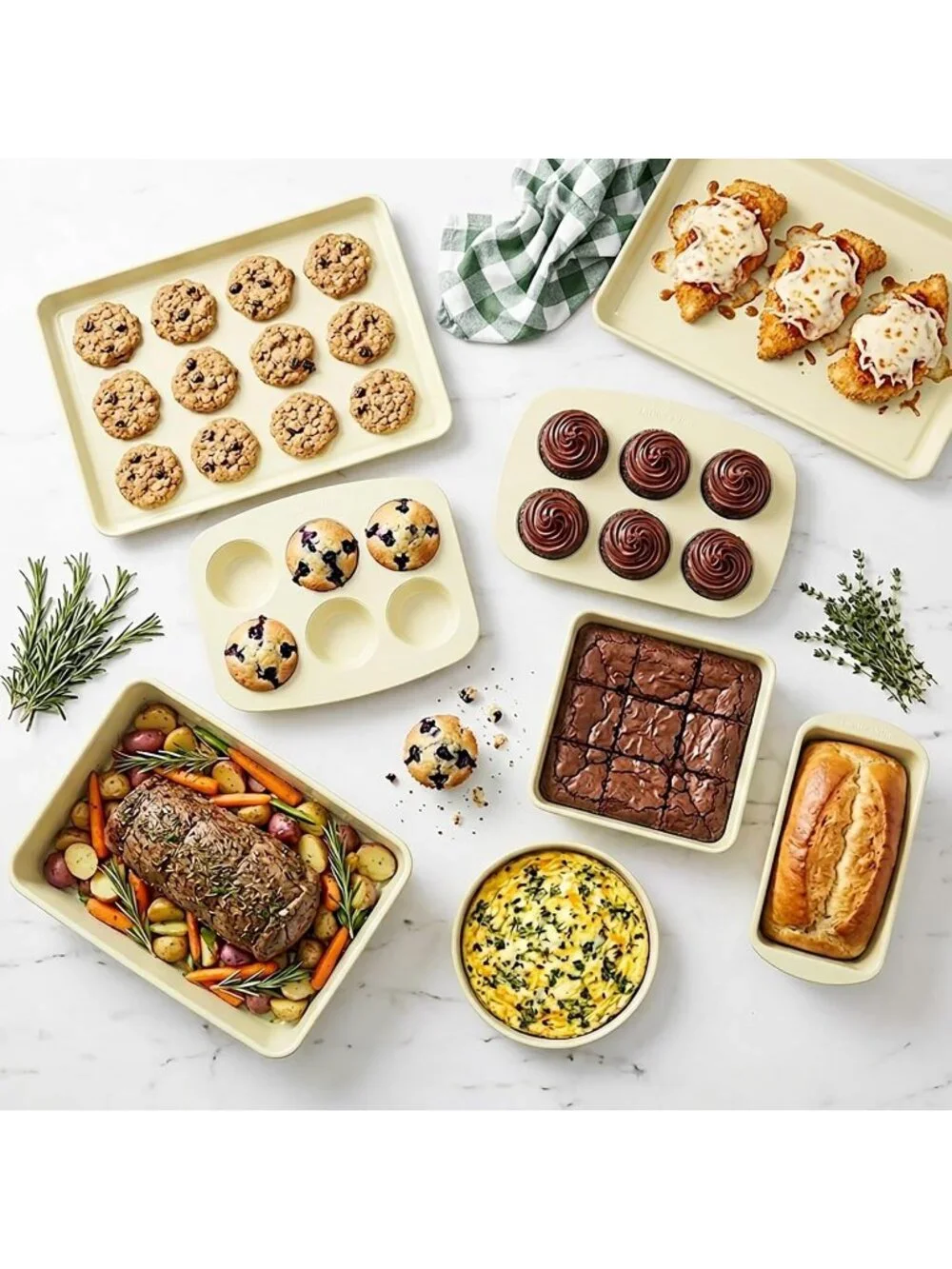 8-Piece Limoncello Ceramic-Coated Nonstick Baking Pan Set with Baking Sheets